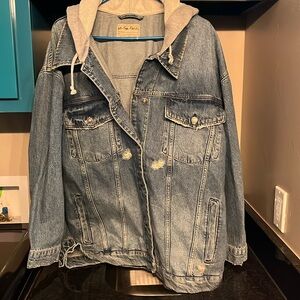 We The Free distressed denim jacket Lg with tag